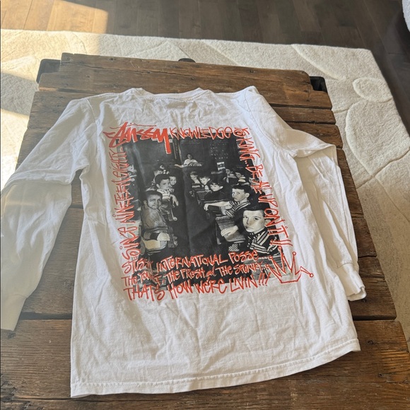 Stussy White Long Sleeve Shirt with Red Logo - Picture 5 of 5